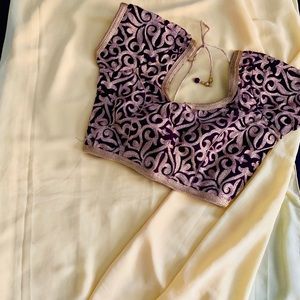 NEW- Pure Chiffon Lemon color Saree